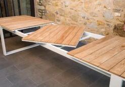 Mesa Rectangular Extensible Teca Fermo Blanca -Fuego y Brasa Mesa Rectangular Extensible Teca Fermo Blanca 2