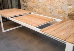 Mesa Rectangular Extensible Teca Fermo Blanca -Fuego y Brasa Mesa Rectangular Extensible Teca Fermo Blanca 4