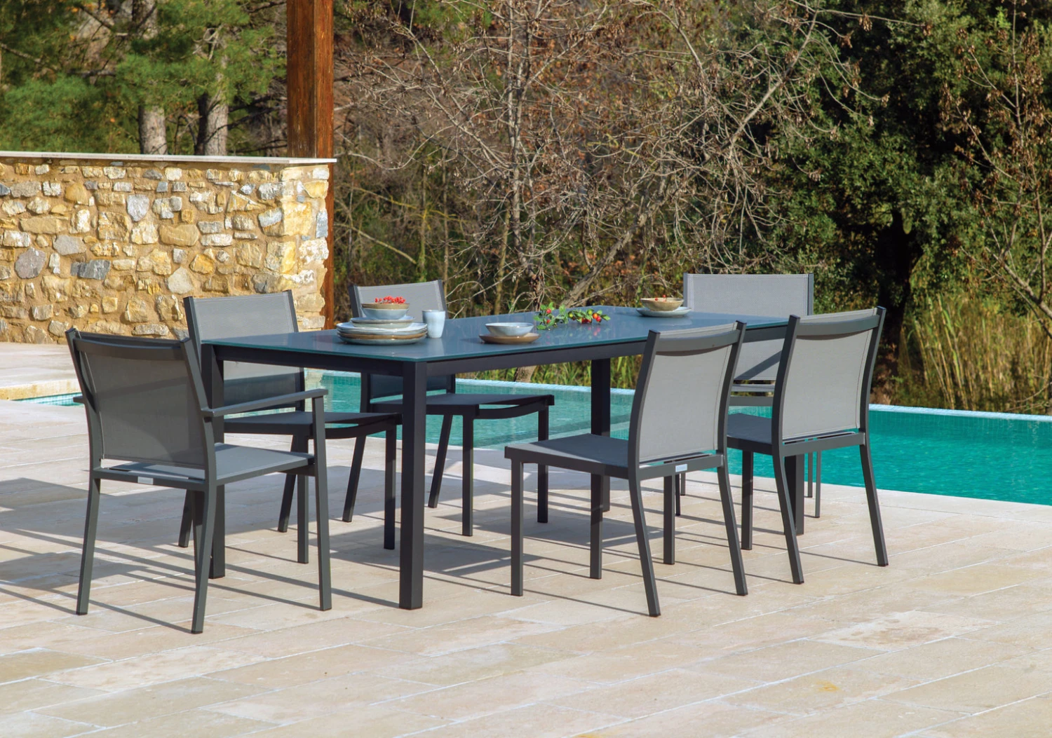 Mesa Rectangular Cristal Grande Una Charcoal 4 Mesa Rectangular Cristal Grande Una Charcoal - Imagen 2