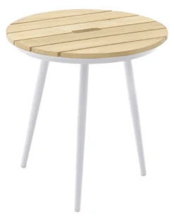 Mesa Redonda Pequeña Teca Lazio Blanca