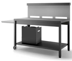 Mesa Rodante Acero Abierta Negro Y Gris