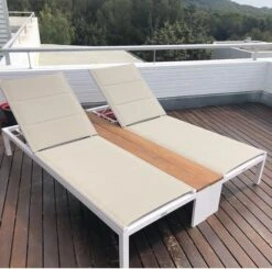 Tumbona Alp Lateral Teca Derecho Blanca -Fuego y Brasa Tumbona Alp Lateral Teca Derecho Blanca 2